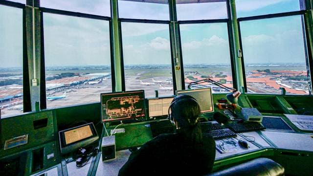 Aviation safety inspector at work